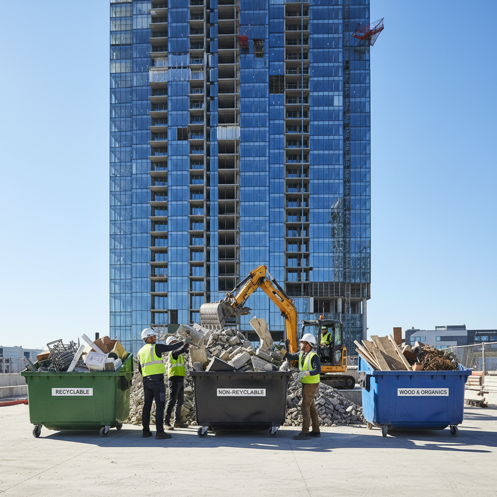 Statybinių atliekų rūšiavimas statybvietėje Vilniuje
