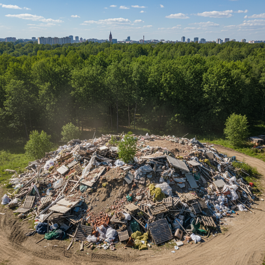Statybinių atliekų krūva prie Vilniaus miško