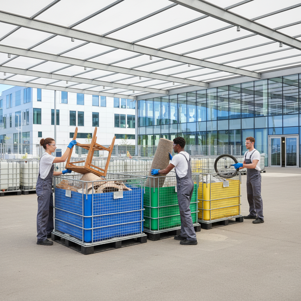 Stambiagaričių atliekų rūšiavimas konteineriuose