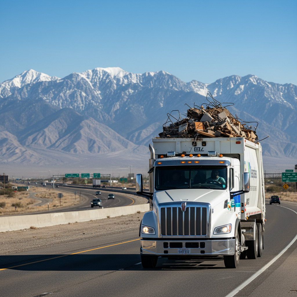 Statybinių atliekų transportavimas moderniu sunkvežimiu