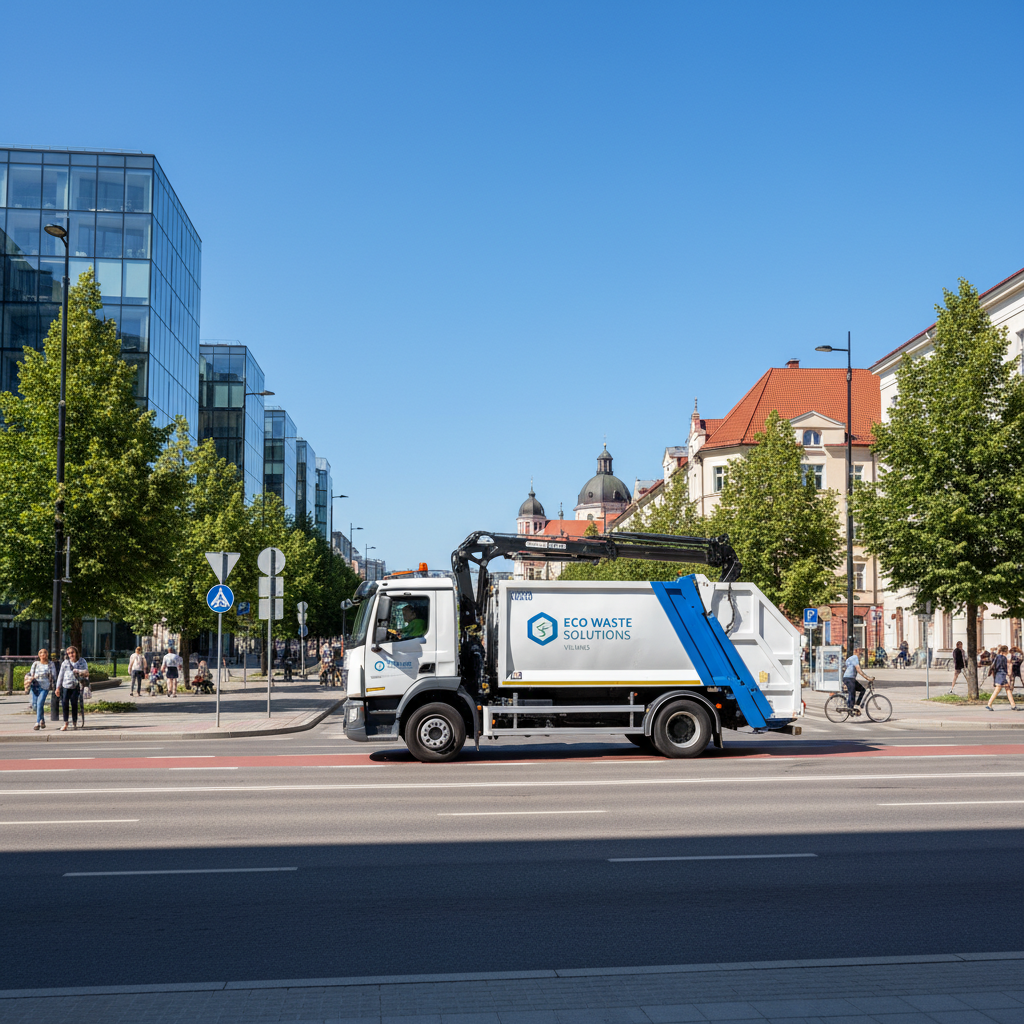 Statybinių atliekų išvežimo sunkvežimis Vilniaus mieste