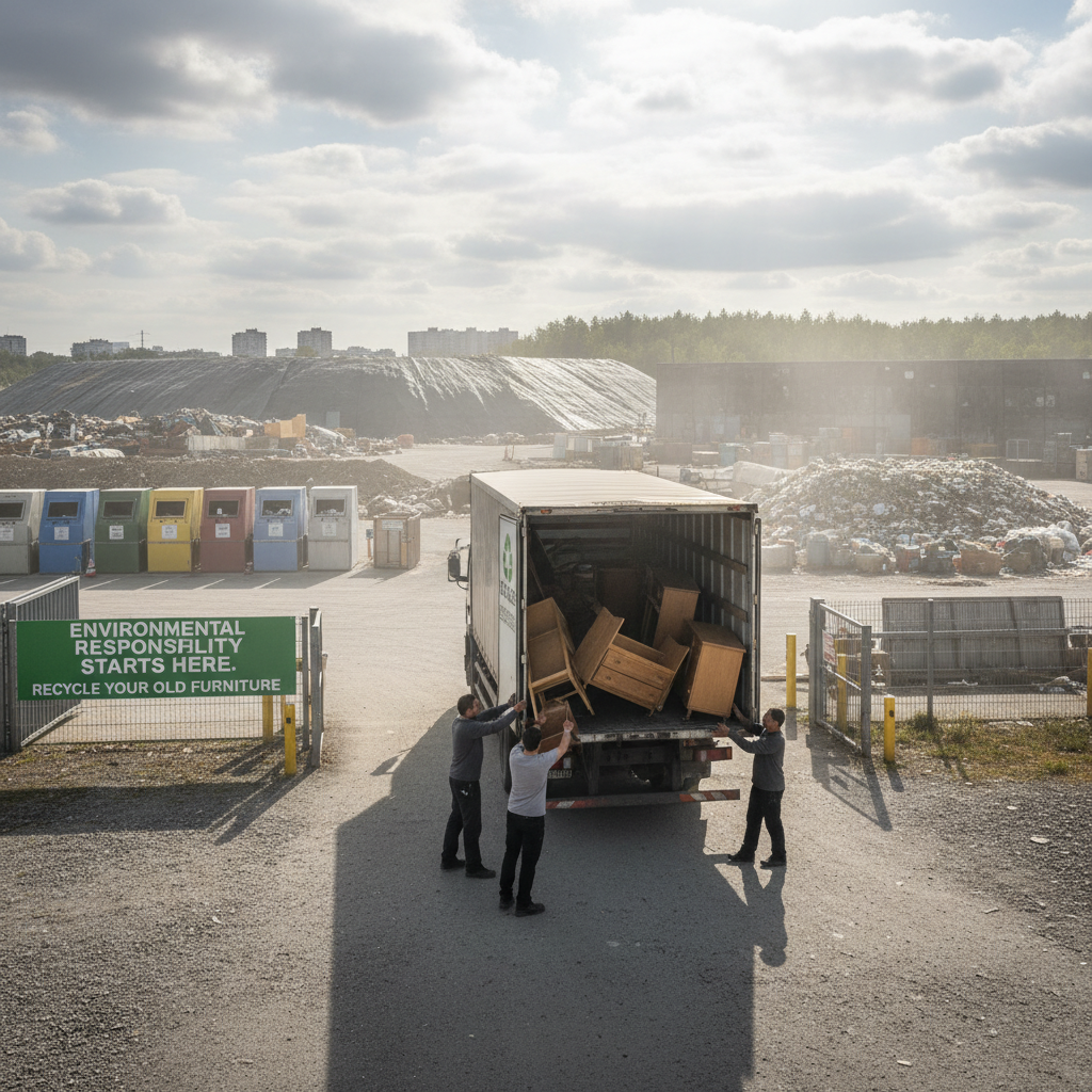 Senų baldų išvežimas į perdirbimo punktą