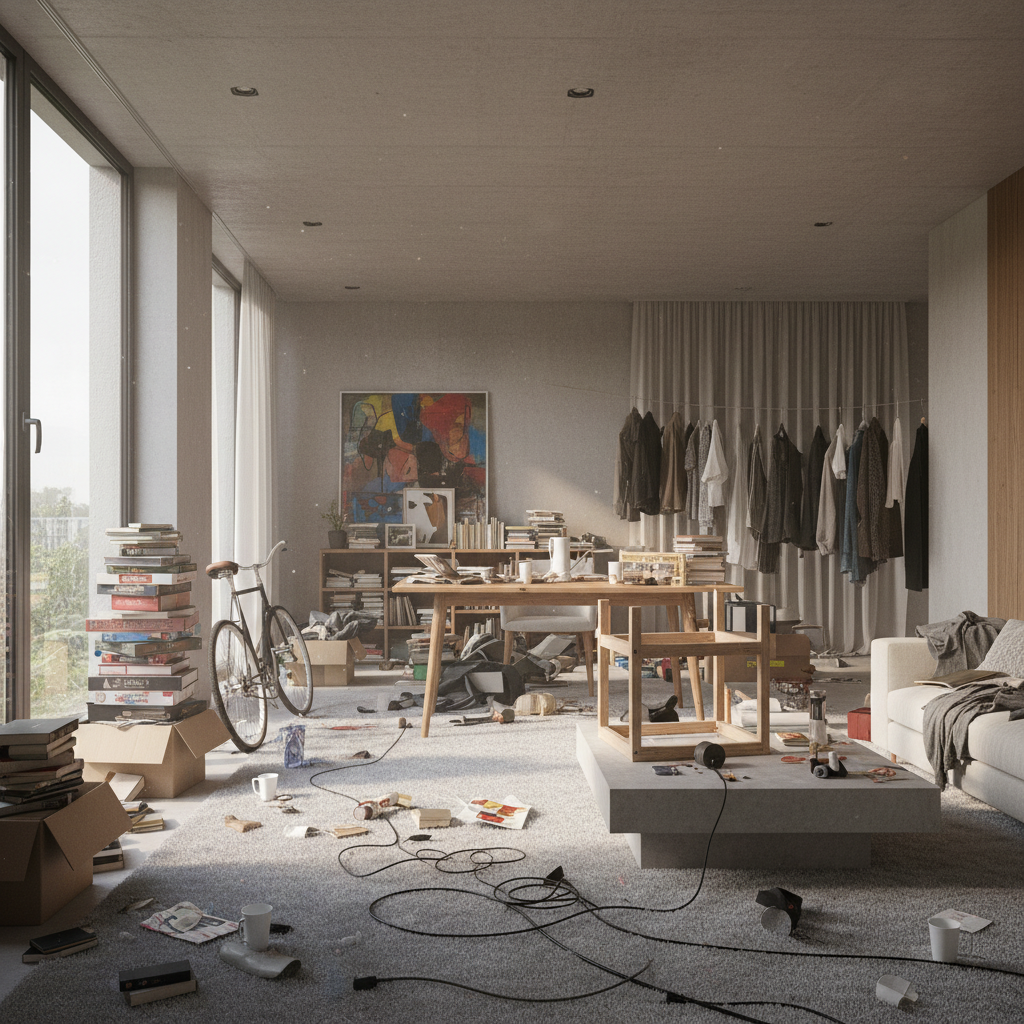 Dažni buitinio šlamšto daiktai namų kambaryje