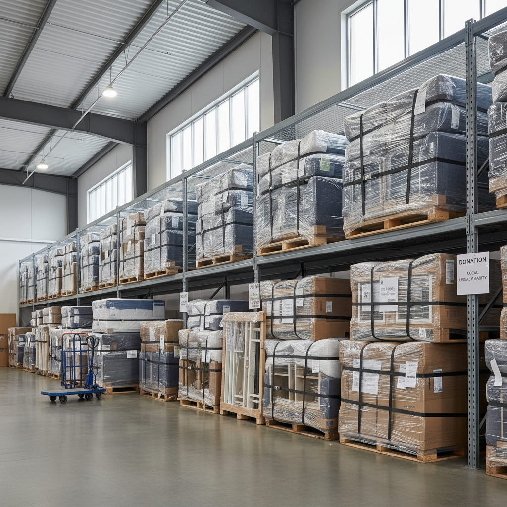 Supakuoti baldai pasiruošę pardavimui ar atidavimui