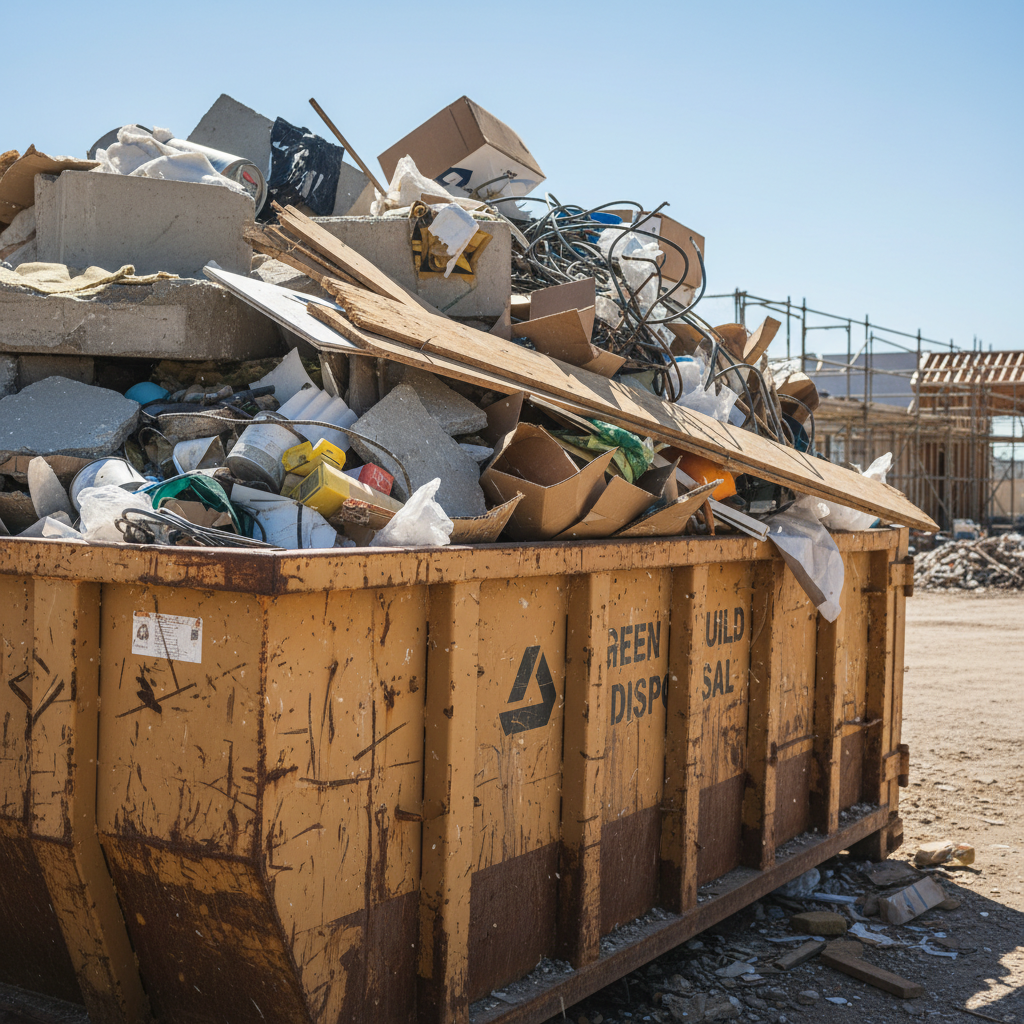 Konteineris pilnas statybinių atliekų
