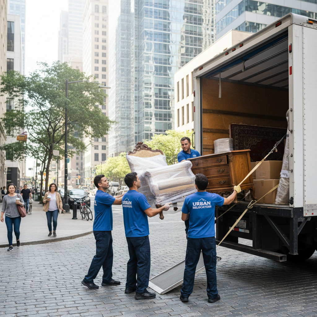 Senų baldų išvežimas – baldų pakrovimas į sunkvežimį