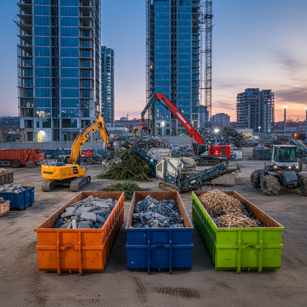 Statybinių atliekų konteineriai ir technika