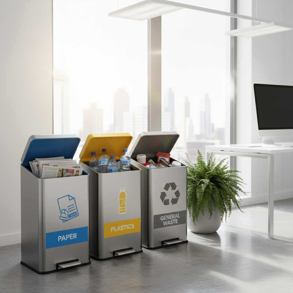 Šiukšlių rūšiavimo konteineriai biure