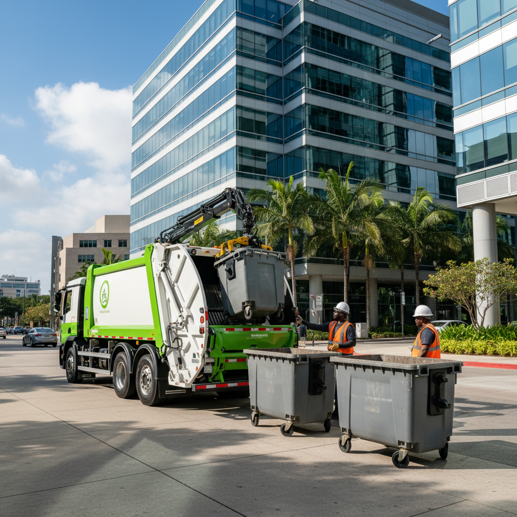 Šiukšlių išvežimas iš biuro su specialiu sunkvežimiu