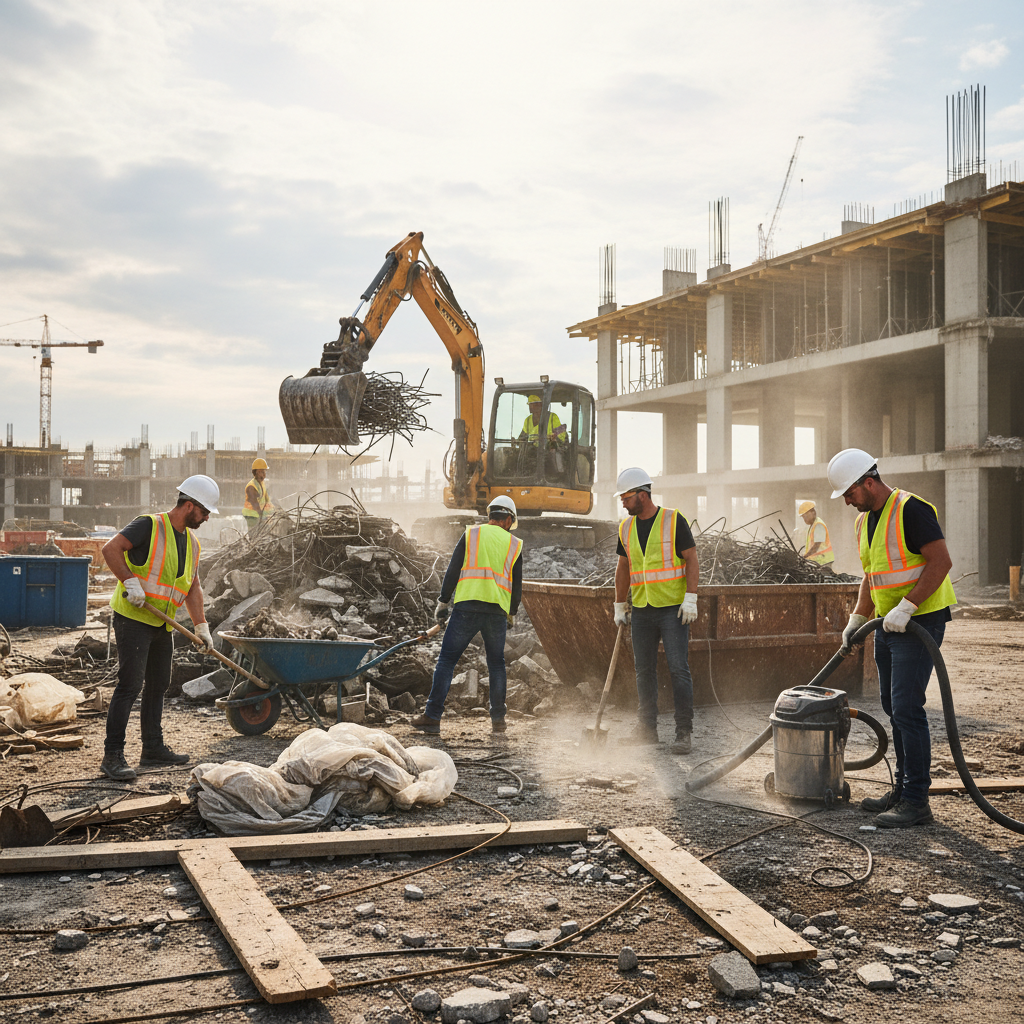 Darbuotojai valo statybvietę saugiai ir efektyviai