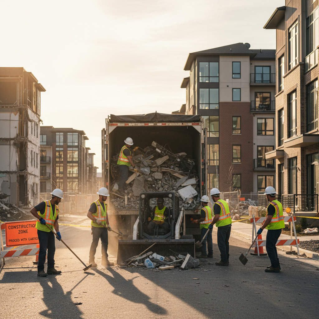 Statybinių atliekų surinkimo ir krovimo procesas