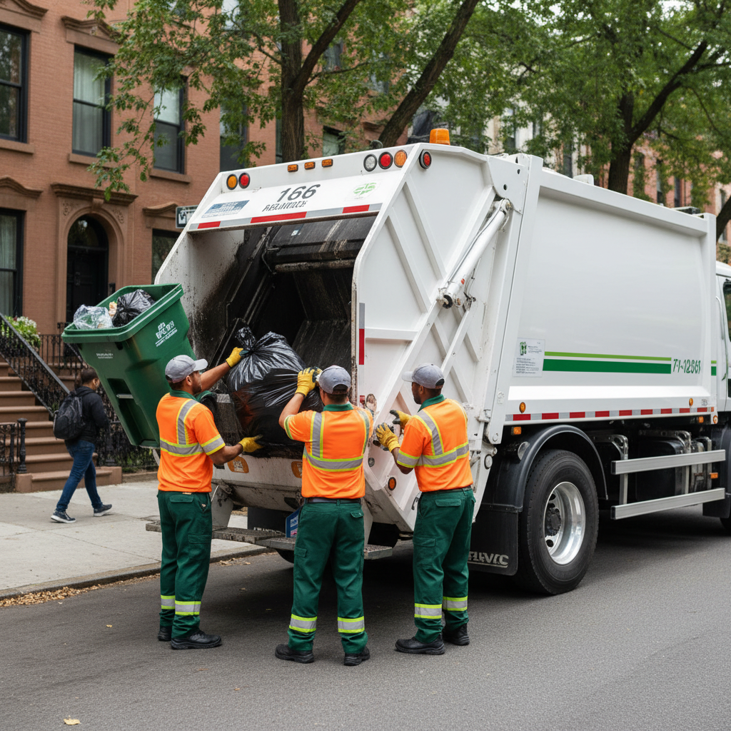 Šiukšlių surinkimas ir išvežimas miesto gatvėje