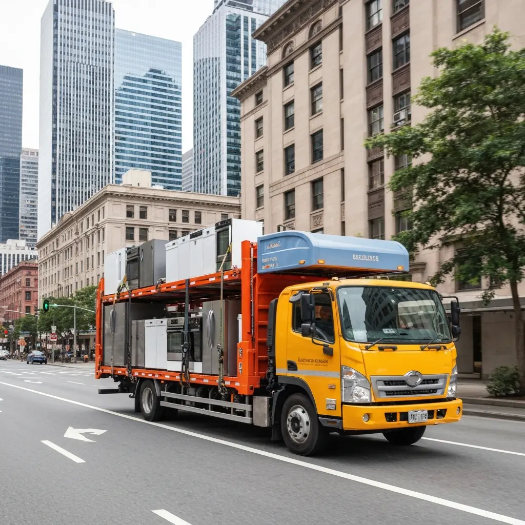 Buitinės technikos transportavimas miesto gatvėmis